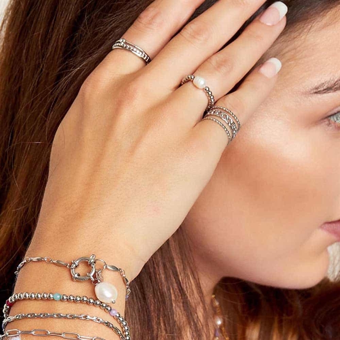 Freelove Ring med Rosa Natursten - Justerbar Smykke
