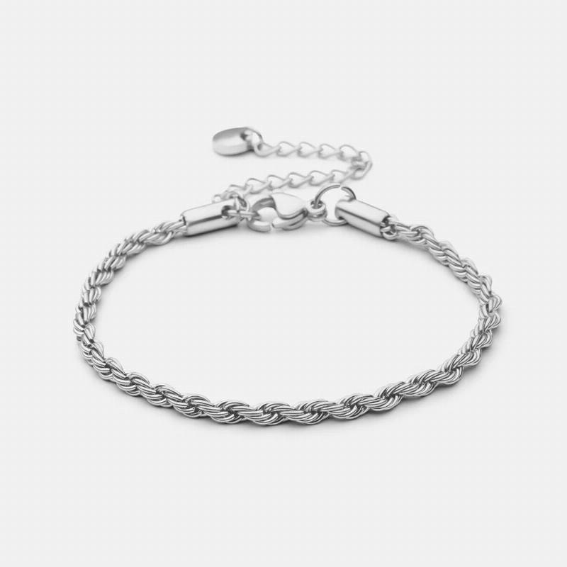 Twisted Rope Armbånd Sølvfarvet 3mm