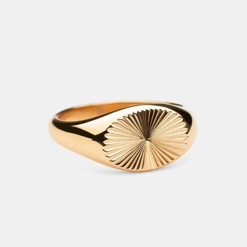 Sol Signet Bred Ring i 18k Guld - Elegant Smykke