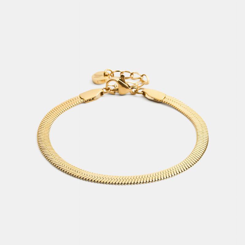 Flad Snake Ankelkæde 18k Guldbelagt - Elegant Smykke