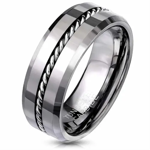 K4 Tungstenring med Kæde - Elegant Herresmykke