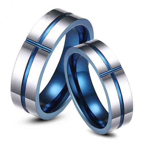 Blå Tungsten Vielses- eller Forlovelsesring - 6mm