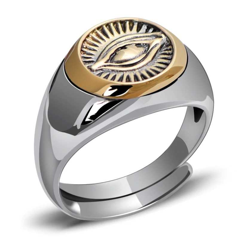 Herrering Med 925 Sterling Sølv Eye Of Providence Ringalt-seende øjefrimurer Ring One-size