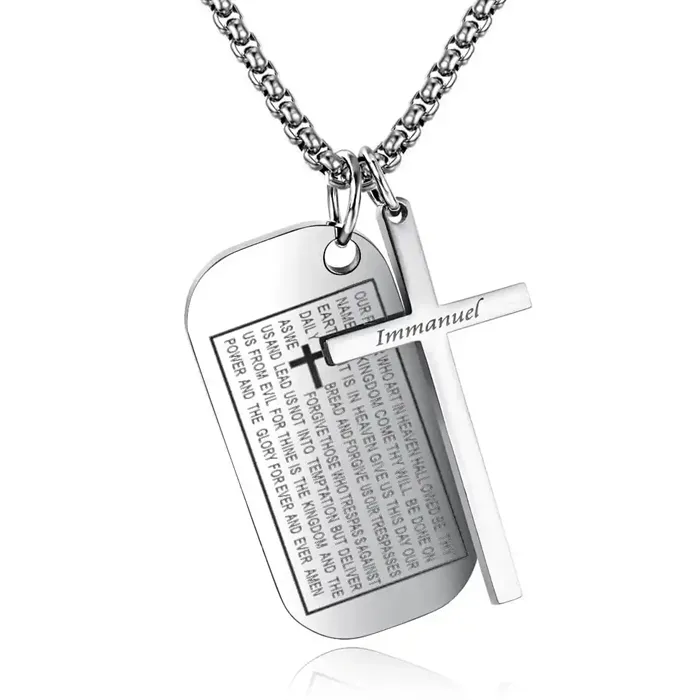 Unikt Bible Dog Tags og Kors Halskæde til Mænd