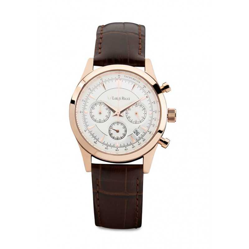 Luigi Ricci Eleganza X11 - Chronograph Armbånds Ur Til Kvinder Damer Med Rosa Guld Og Læder Rem