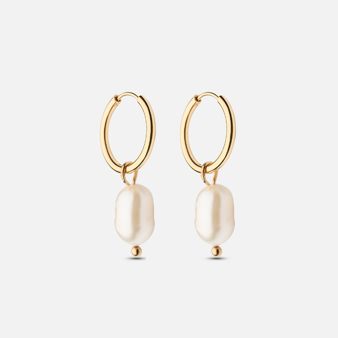 Perle Hoops Ferskvandsperler 18k Guldbelagt 14mm