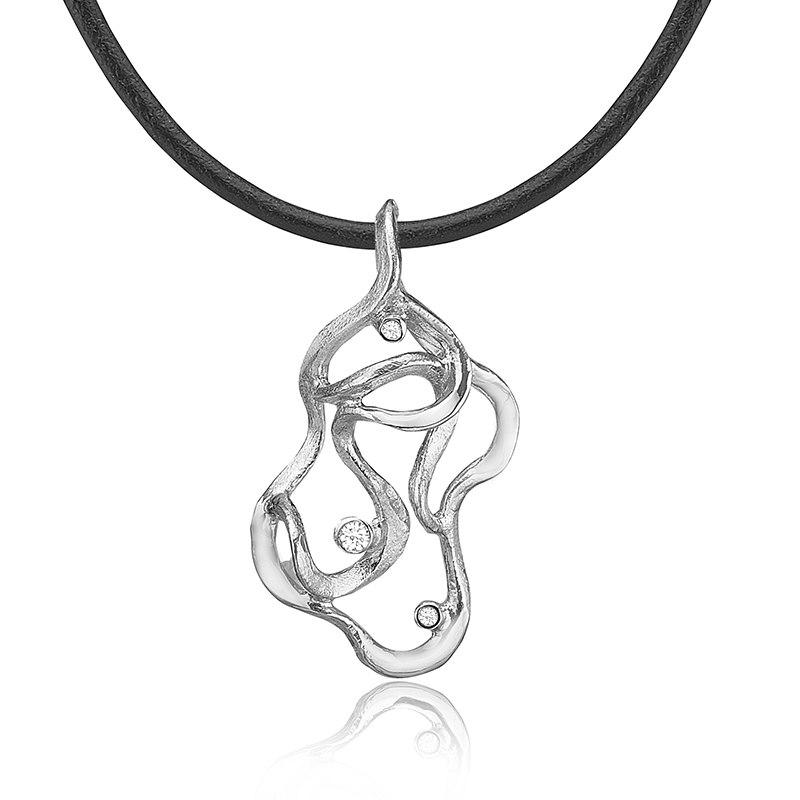 Sølvhalssmykke med Zirkonia - Elegant og Rustikt Design
