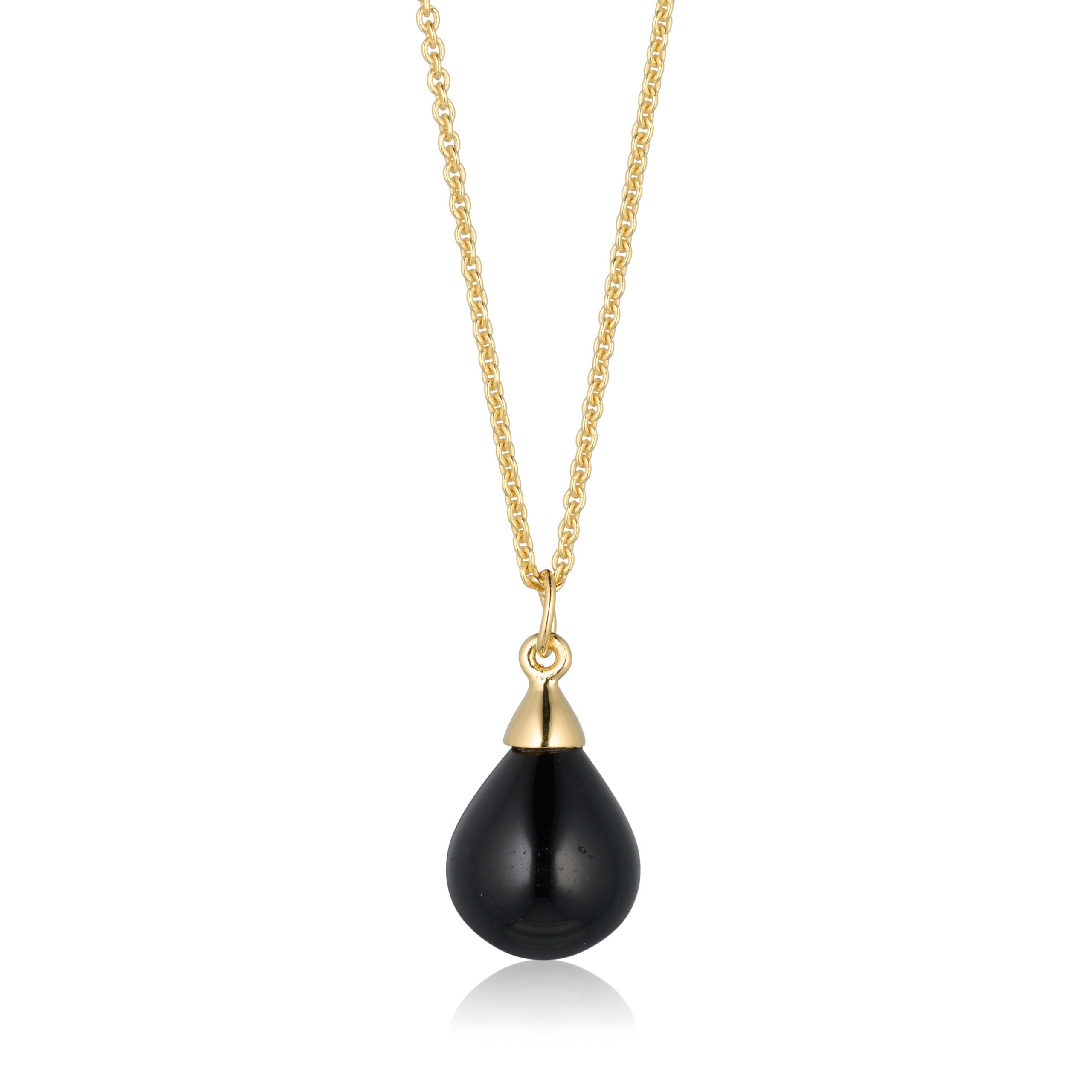 Forgyldt Sølv Halssmykke med Sort Onyx - Elegant Design