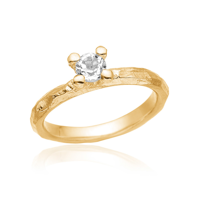 Klassisk Ring i Forgyldt Sølv med Hvid Topaz - 66