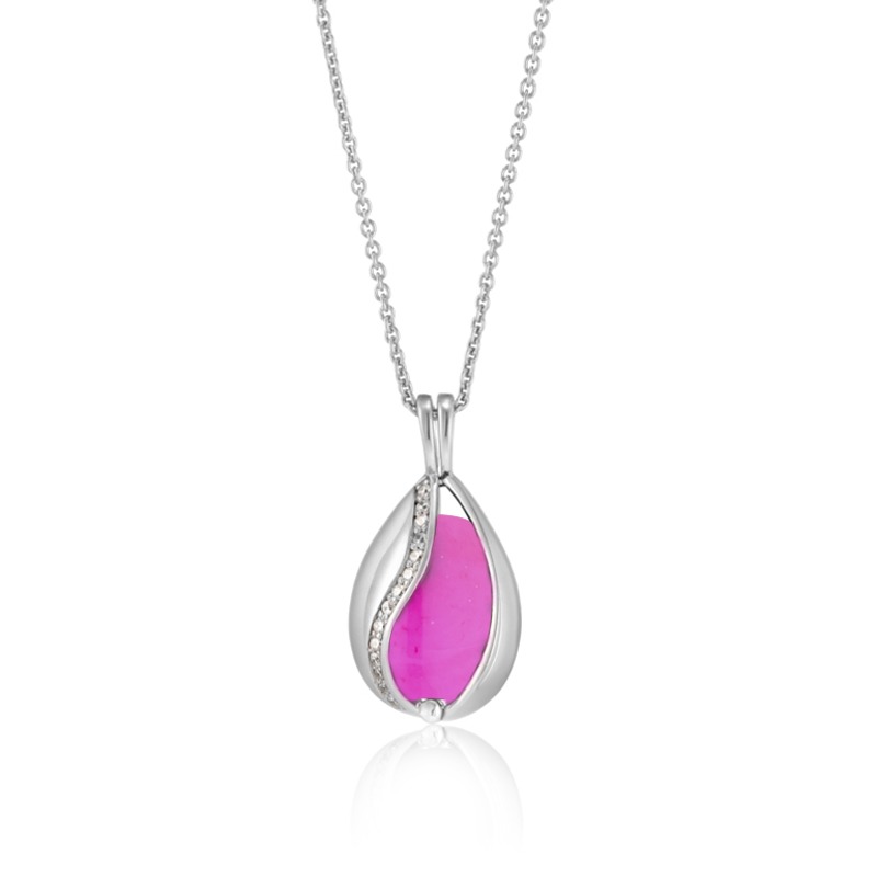 Blankt Smykkeæg med Pink Onyx - Elegant Smykke til Gave