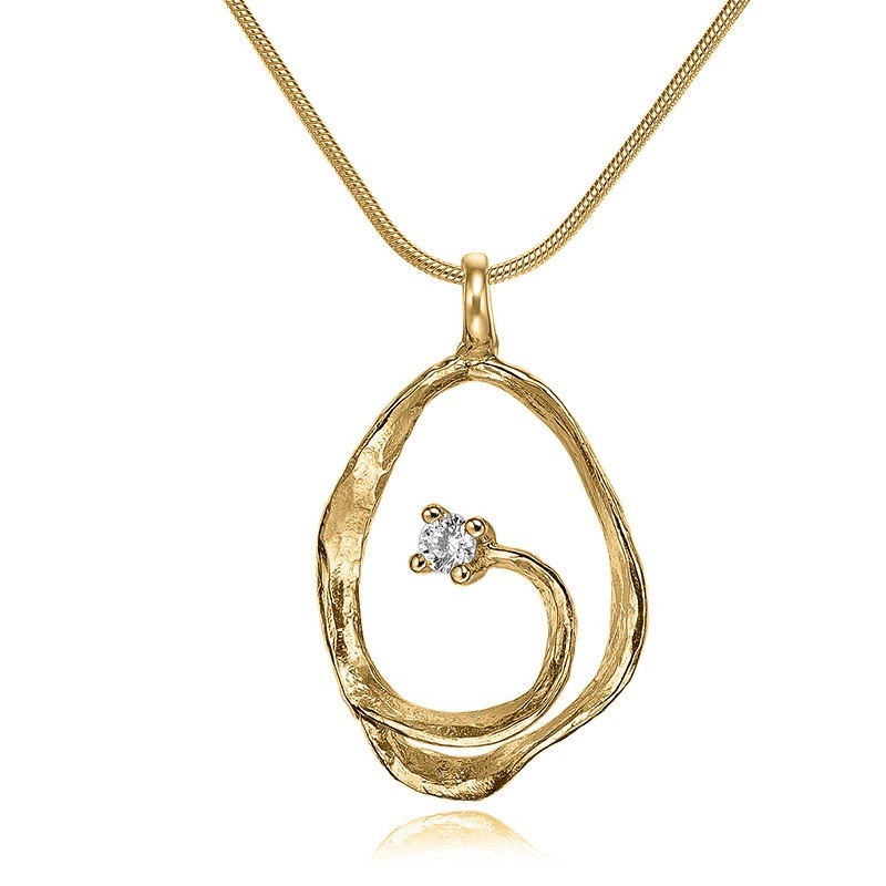 Forgyldt Sølv Halssmykke med Zirkonia - Elegant Design