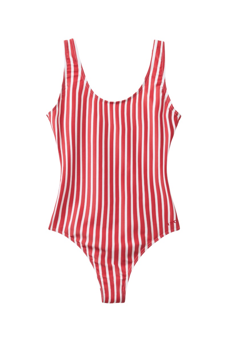 H2o - Badedragt - Stripe Swim Suit - Red