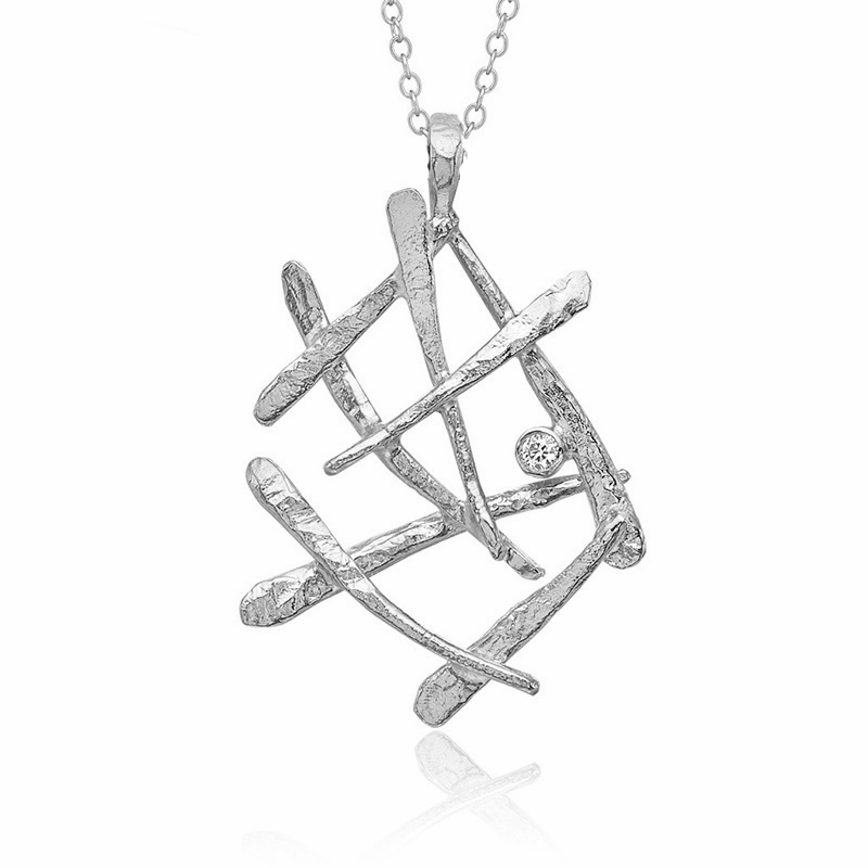 Sølv Halssmykke med Zirkonia - Unikt Design!