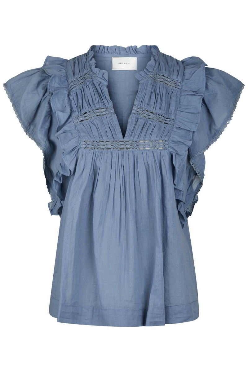 Neo Noir - Jayla S Voile Top - Udsalg i Smoke Blue
