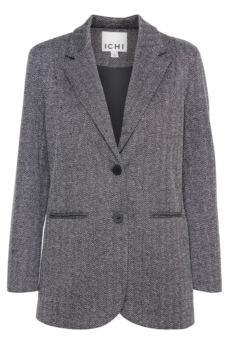 Ichi - Blazer - Kate Jacquard Oversize Bl - Blackwhite Herringbone