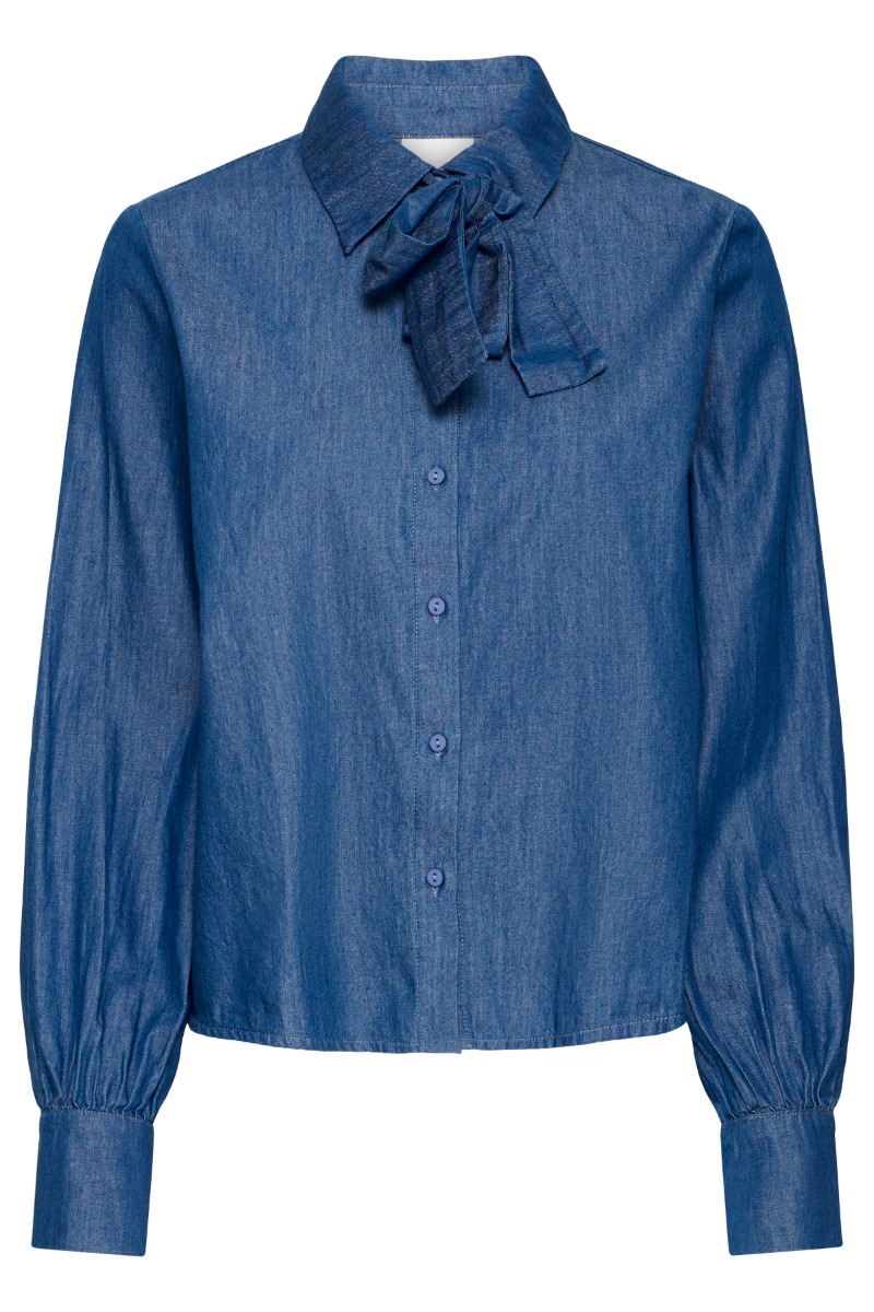 Ichi - Denim Skjorte med Sløjfe - Bering Sea Jewel Box