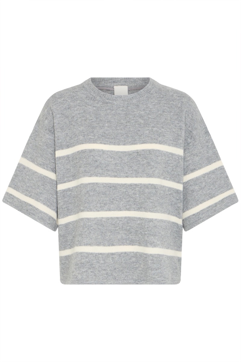 Ichi - Kortærmet Strik - Dasila Ss Grey - Almond Milk