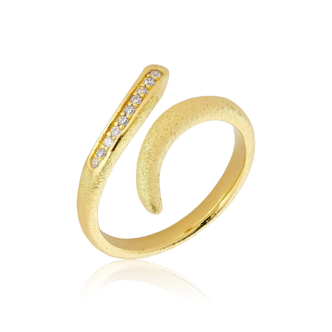 Forgyldt Sølv Ring med Zirkonia – Elegant Design