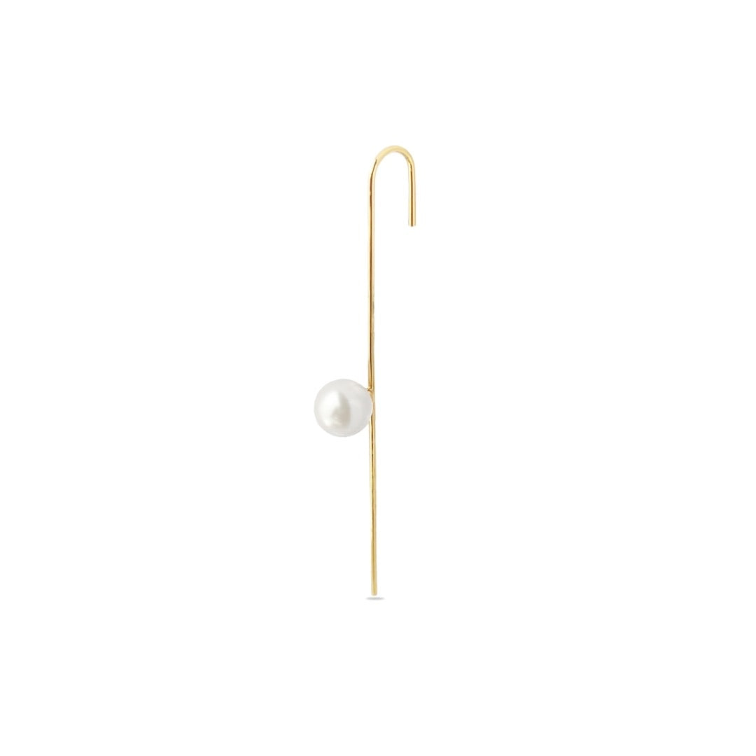 ørering - Earspear Pearl - 18 Karat Forgyldt Sterling Sølv Og Hvid Perle