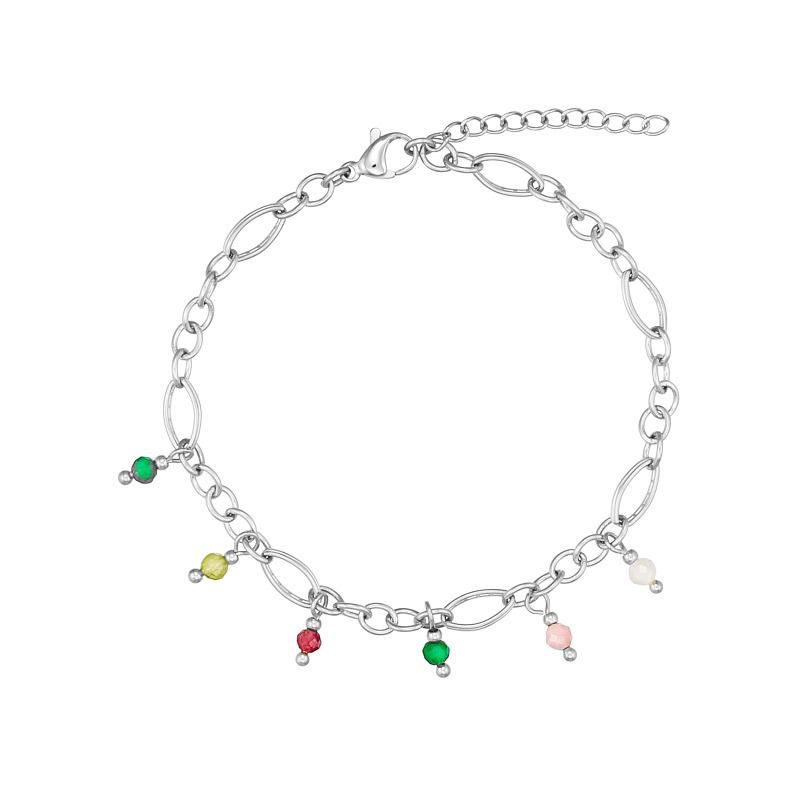 Elegant armbånd i stål med ædelsten - Vandfast design