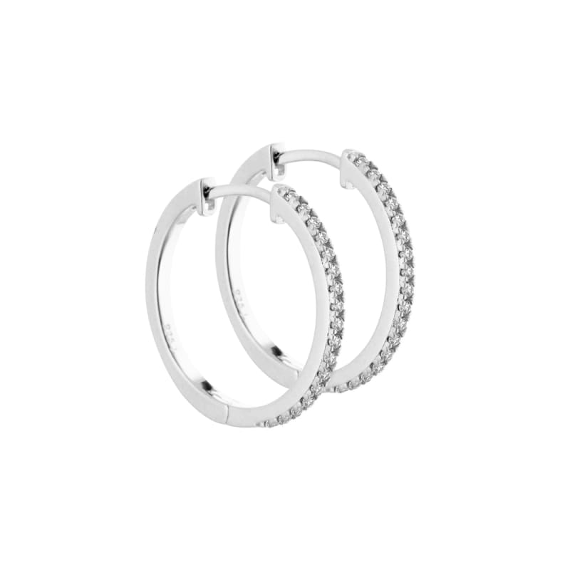 Raya Hoop øreringe 20 mm i sølv med zirkonia
