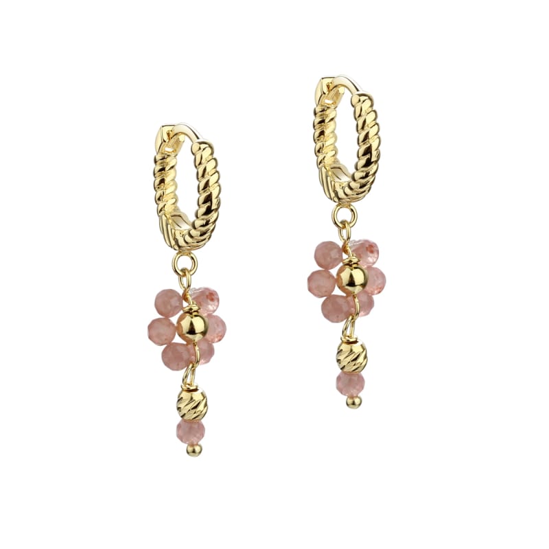 Forgyldte Creoler med Rosa Halvædelsten fra Daisy Rose