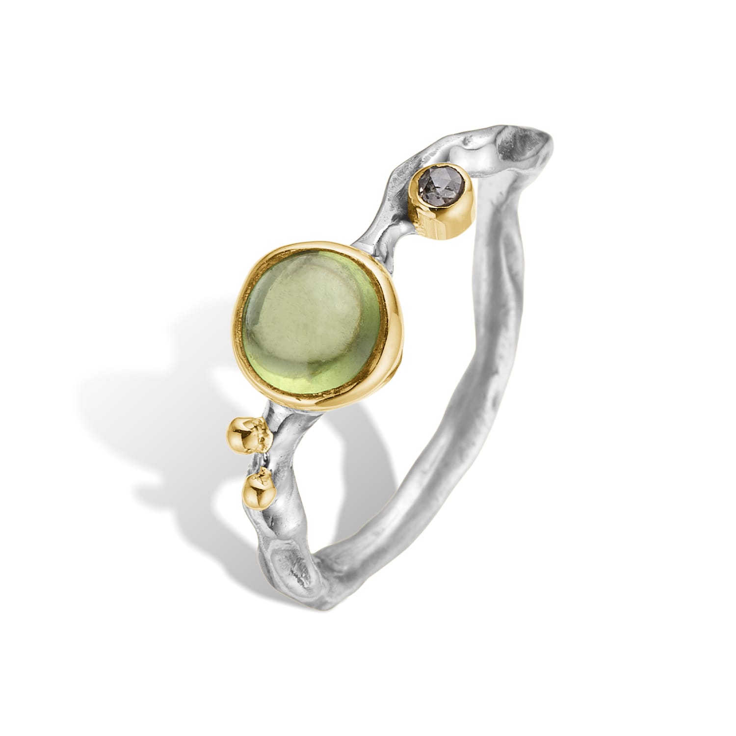 Grace Enkelt Peridot Cabochon Ring - Elegance i Sølv
