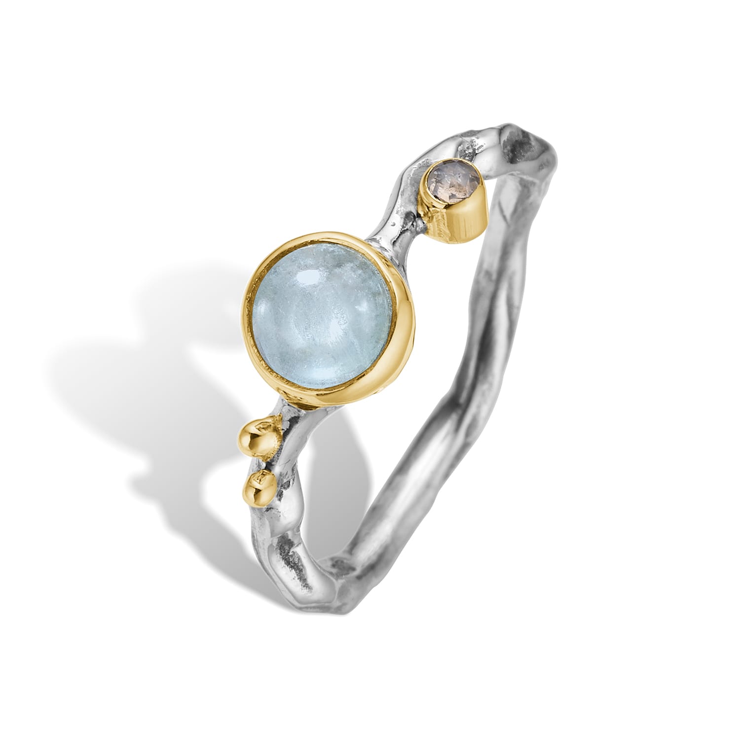 Grace Enkelt Blå Aqua Cabochon Ring - Elegance fra Havet