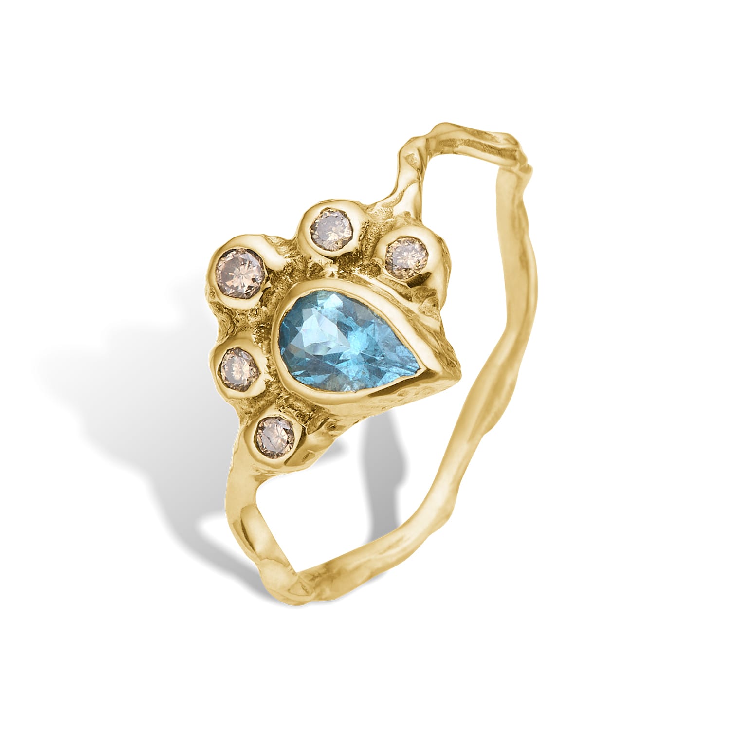 Zenith Blue Emperor Guldring med Akvamarin og Diamanter