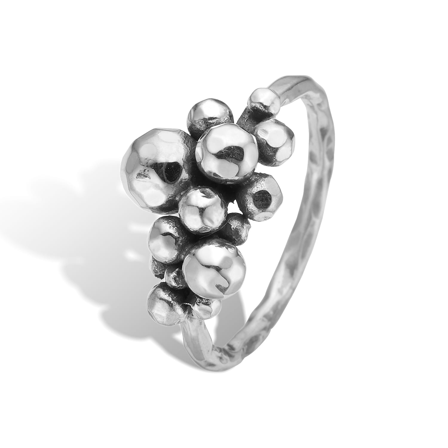 Rose Buds Silver Cluster-14 Ring - 60
