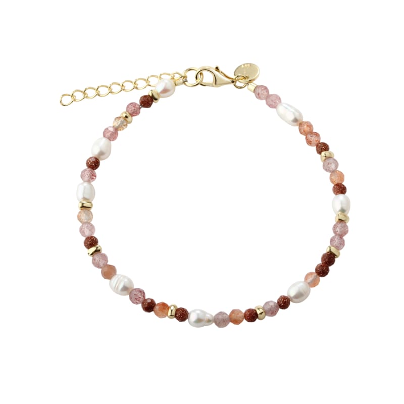 Peachy Armbånd med Jordbærkvarts og Perler