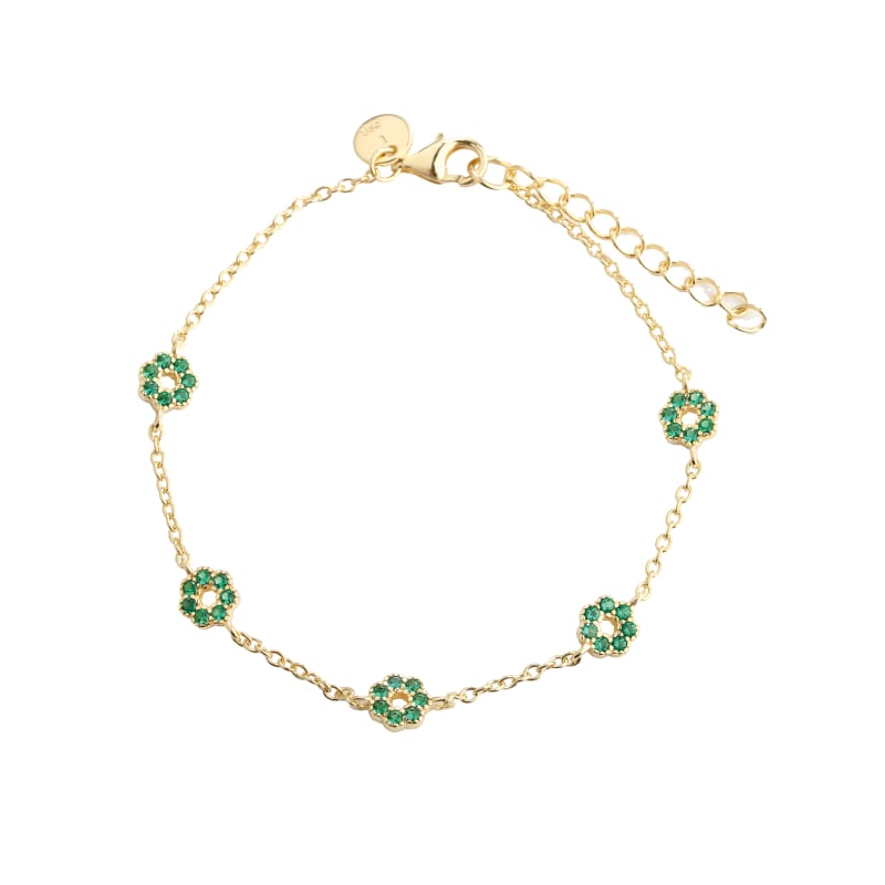Verde Blomsterarmbånd i 14K Guldplateret Sølv