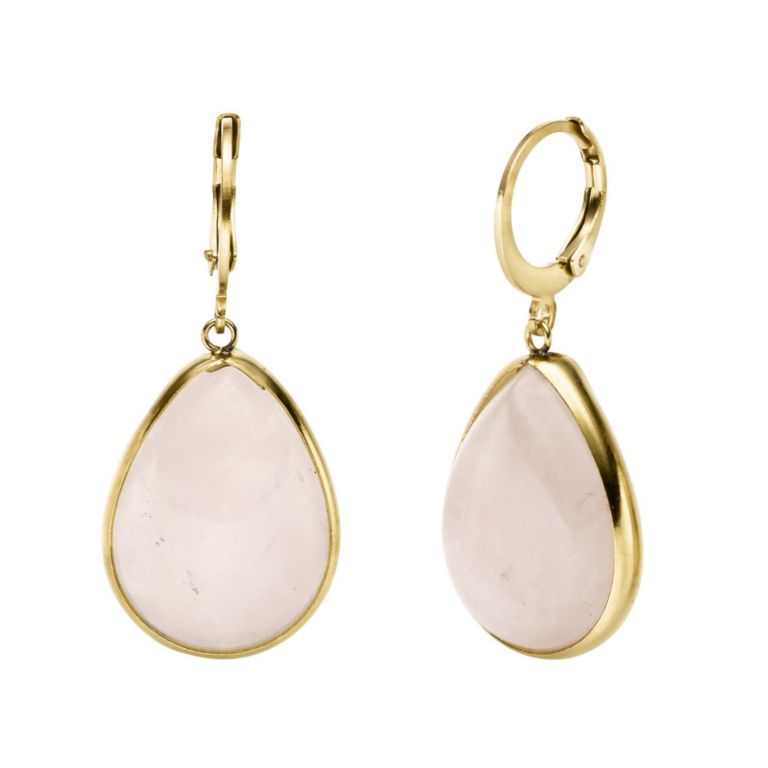 Elegant ørehængere i guld med pink dråbe øreringe