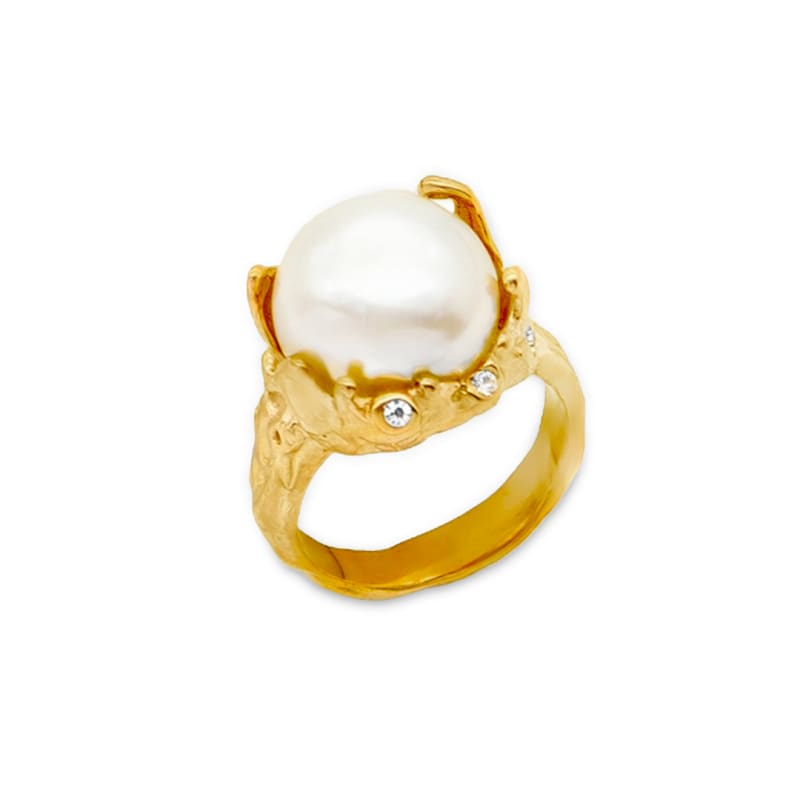 Lagune Perle Ring - 18K PVD Belagt Stål, Hurtig Levering