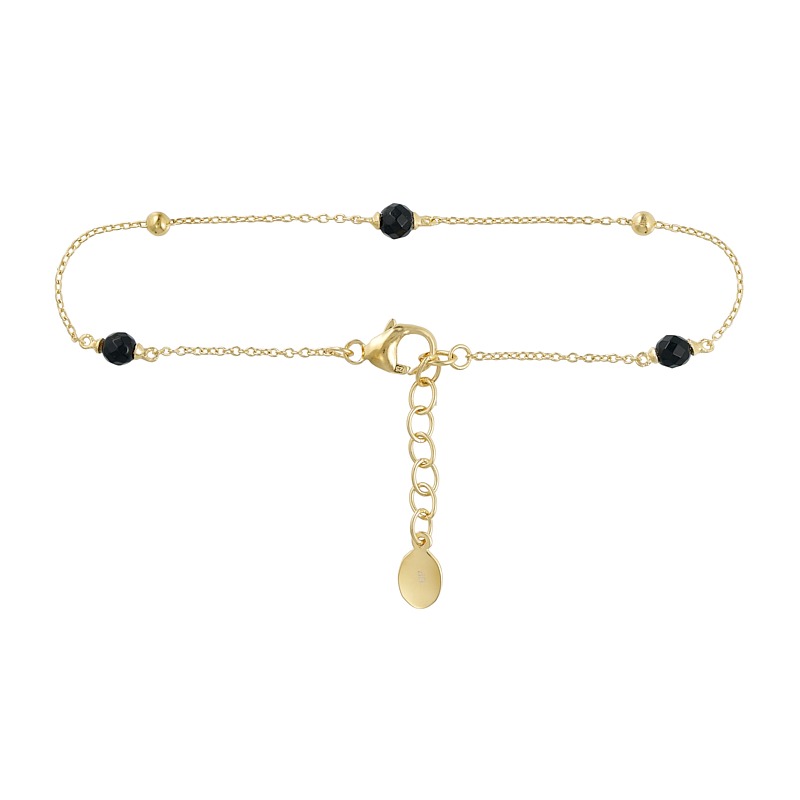 Forgyldt Sølv Armbånd med Sort Onyx - Udsalg!