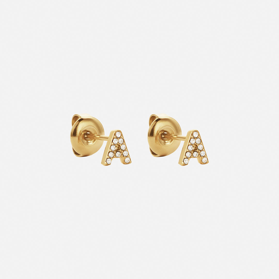 Zirkon øreringe med bogstav - 18K guldbelagt elegance