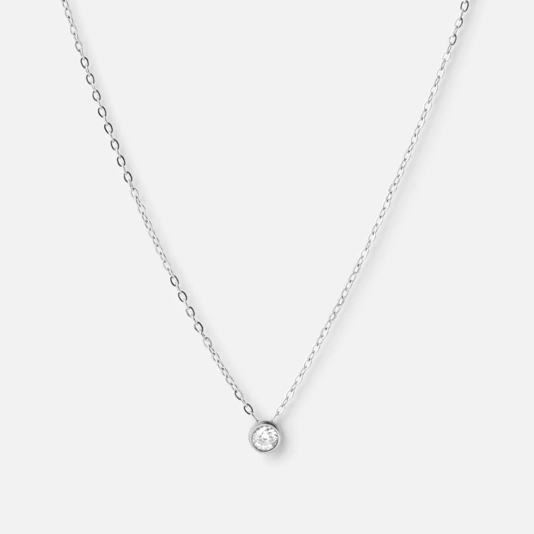 Enkelt Zirkon Halskæde i Sølv - Minimalistisk Design