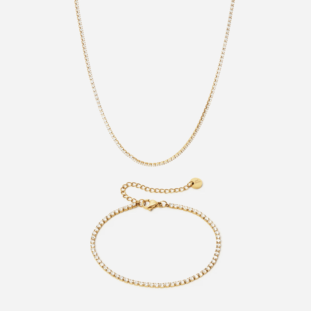 Zirkon Tennisarmbånd i 18k Guldbelægning - Tilbud!