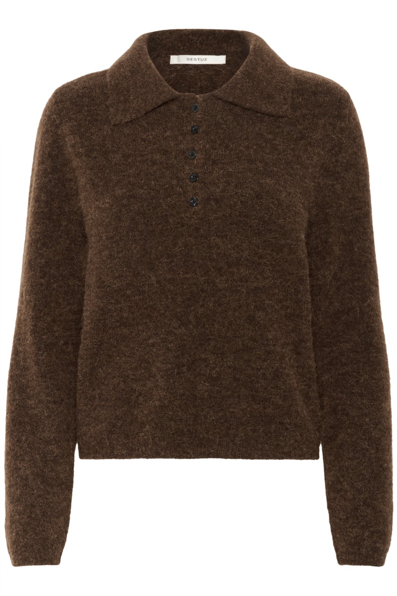 Gestuz - Alpha Polo Pullover i Buff Mølange - Tilbud!