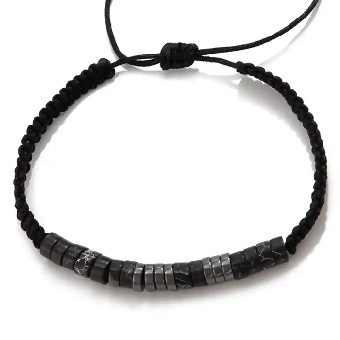 Sort Natur Armbånd - Klassisk Herrearmbånd med Variabel Længde