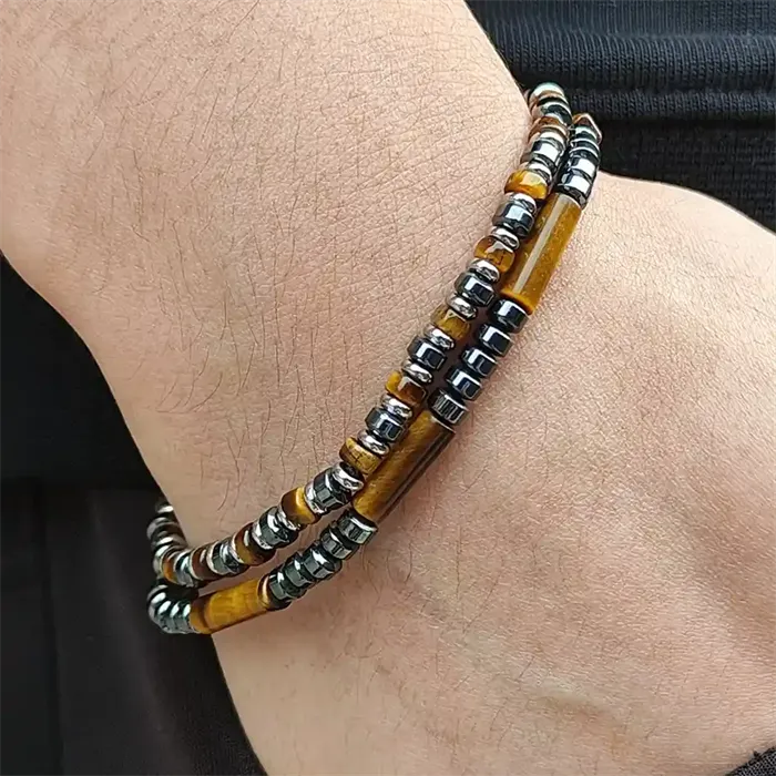 Tiger Eye Armbånd Sæt - Tidløst Design til Mænd
