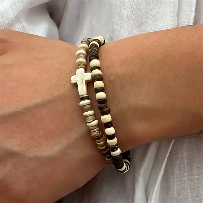 Natur Armbånd med Træperler - Hurtig Levering!