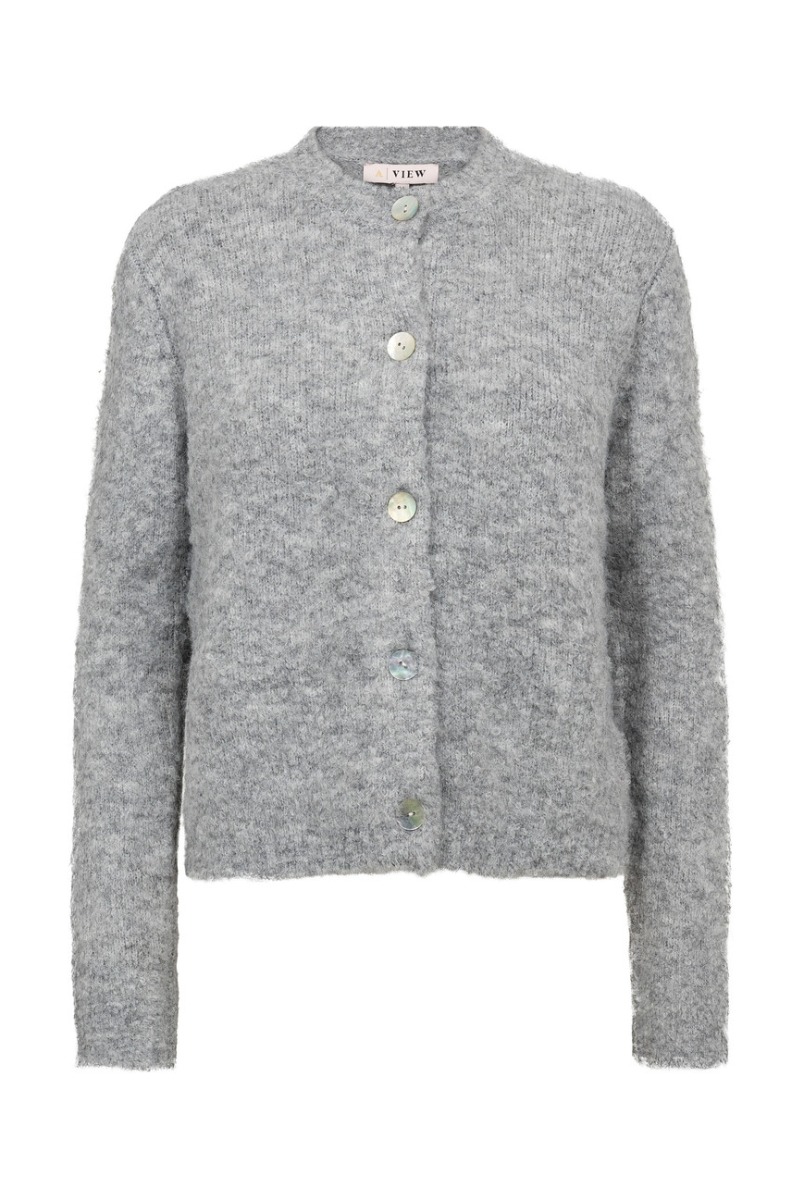 A-view - Audrey New Knit Cardigan i Grå Melange