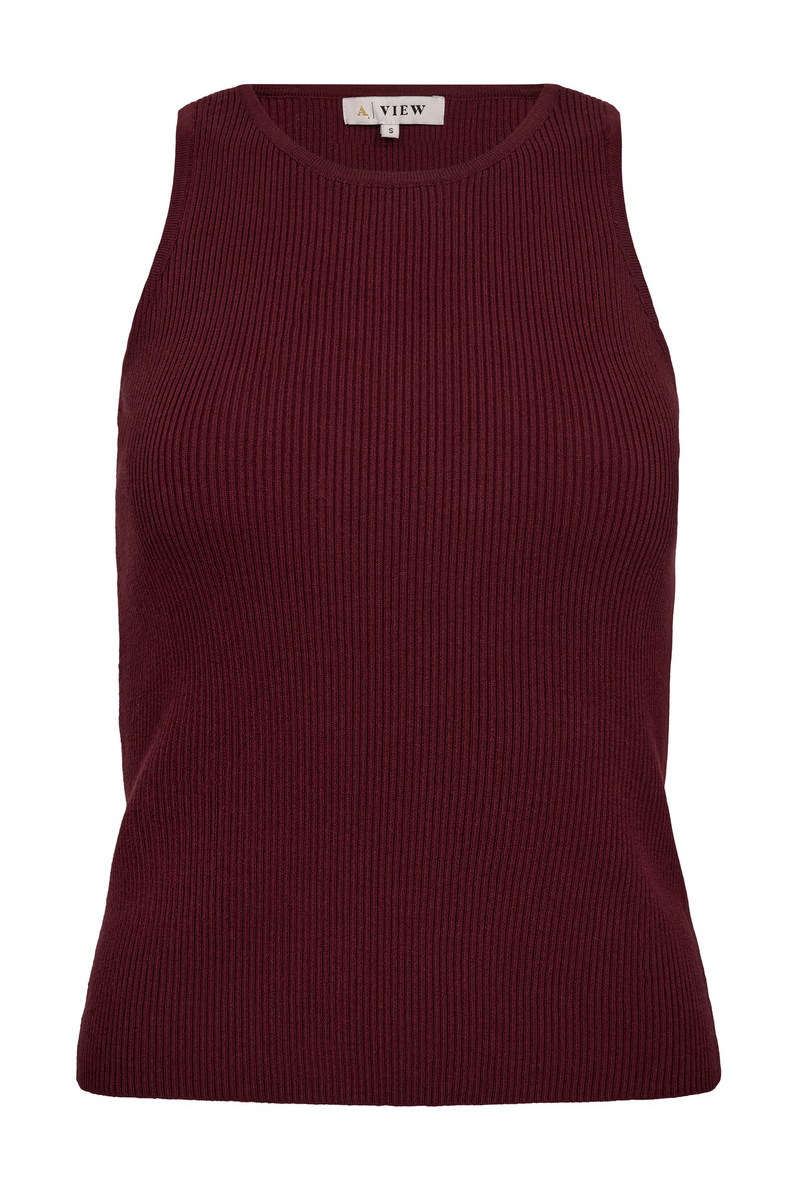 A-view - Ribstrikket Top i Burgundy - Udsalg!