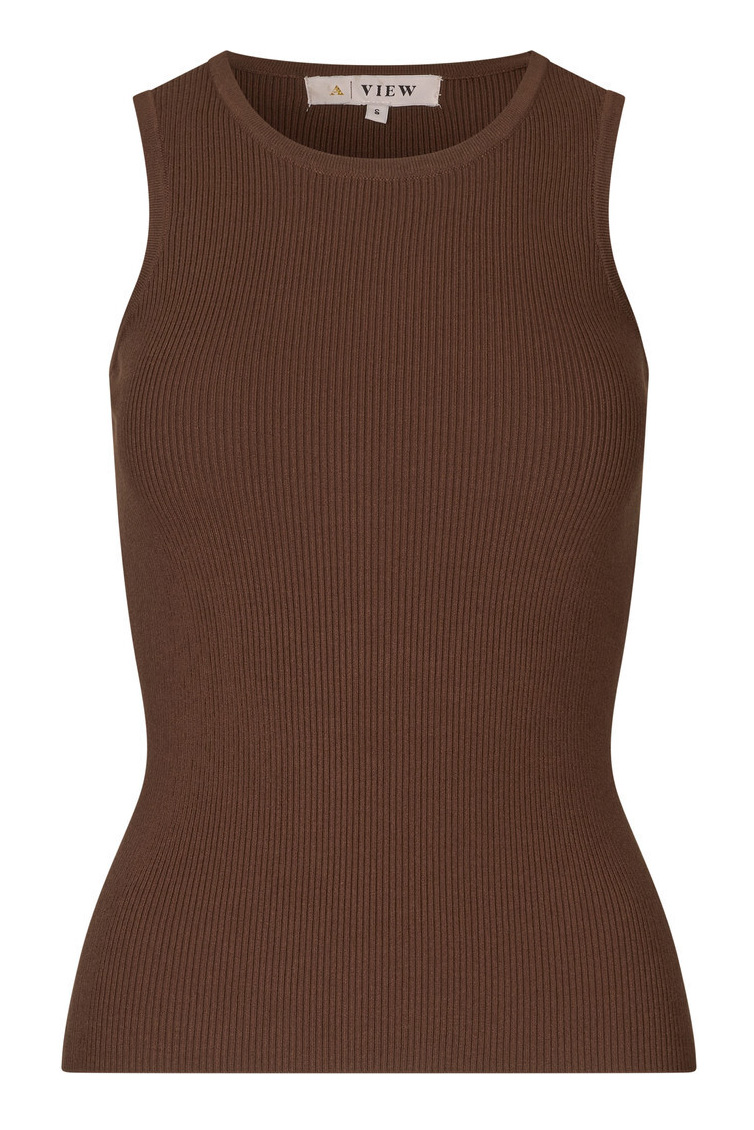 A-view - Rib Strikket Tanktop - Brun Elegance