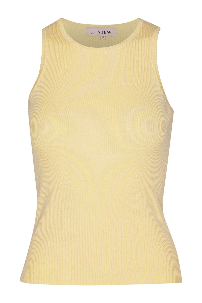 A-view - Top - Rib Knit Tank Top - Pale Yellow