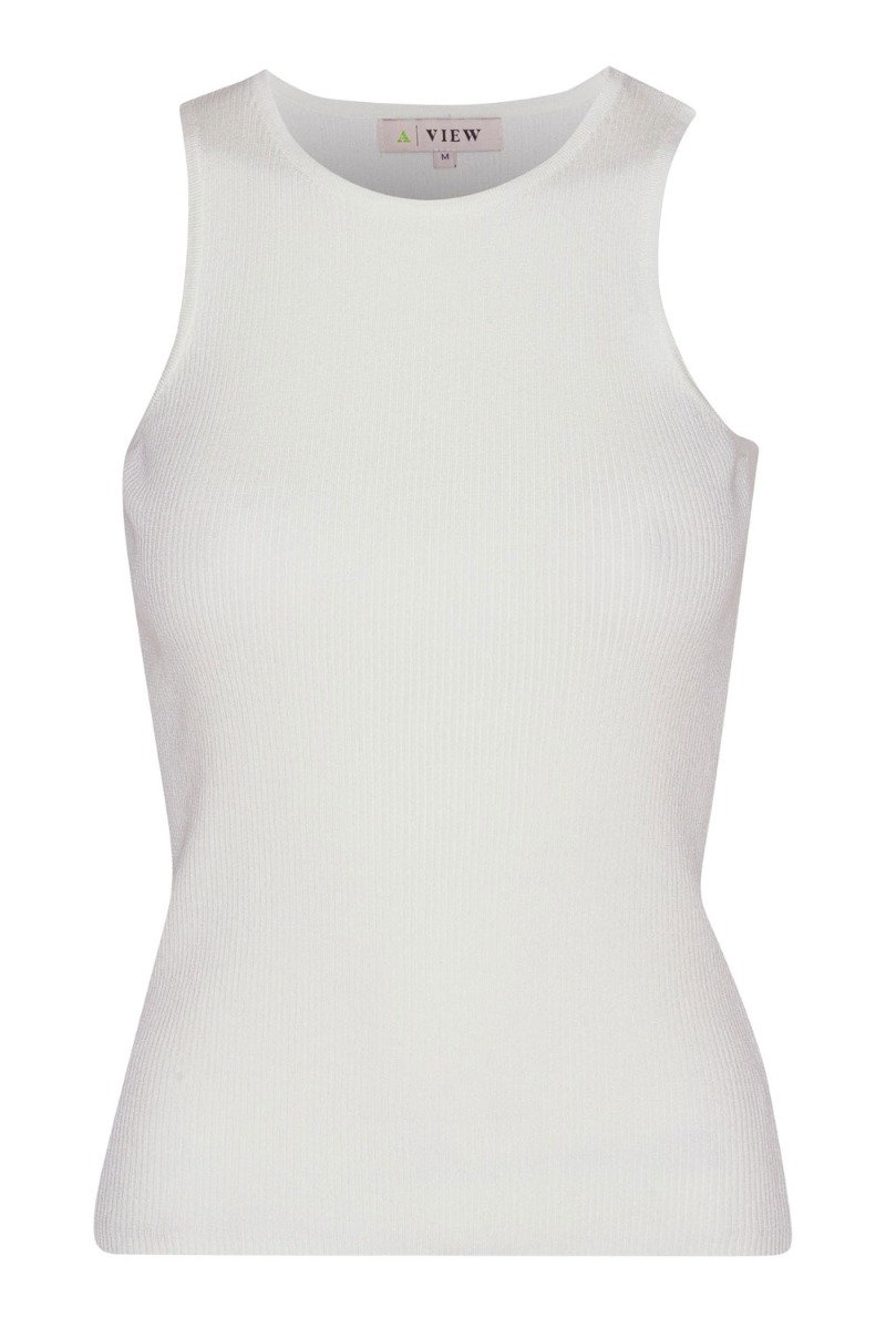 A-view - Top - Rib Knit Tank Top - White