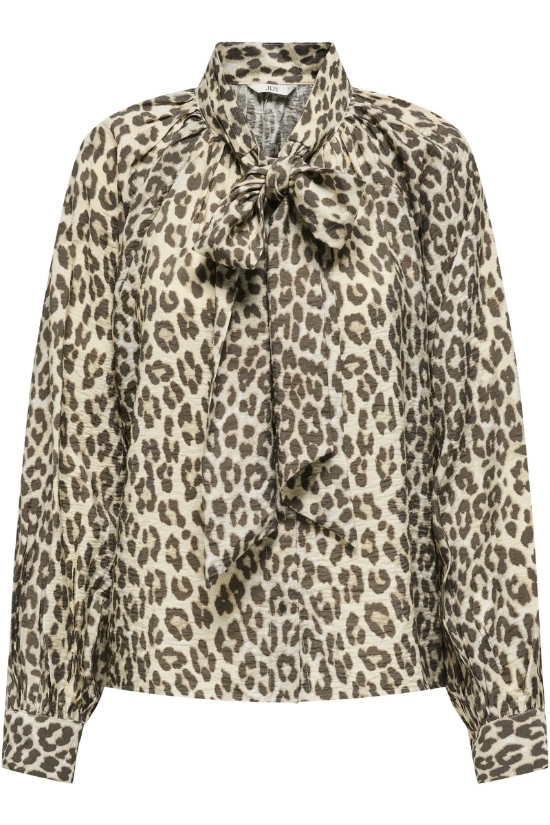 Jdy - Beatrice Life Ls Bow Skjorte - Birch Brown Leo