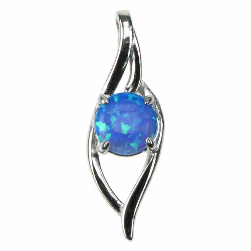Blå Bølger - Vedhæng med Blå Opal i 925 Sterling Sølv