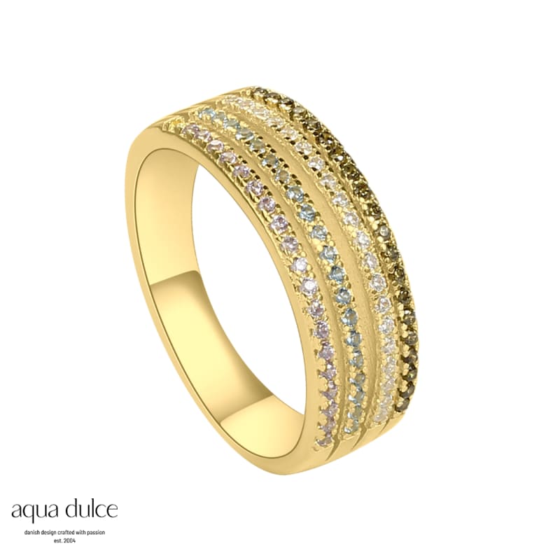 Fortryllende forgyldt ring med zirkonia - Aqua Dulce